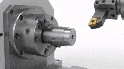 CNC mill-turn machining center performing turning and milling operations